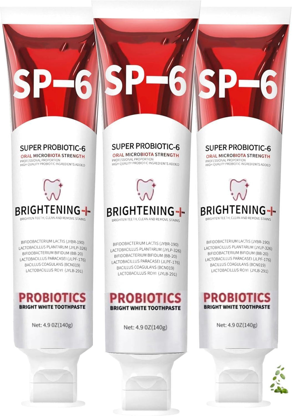 SP-6 Probiotic Whitening Toothpaste bottle on white background