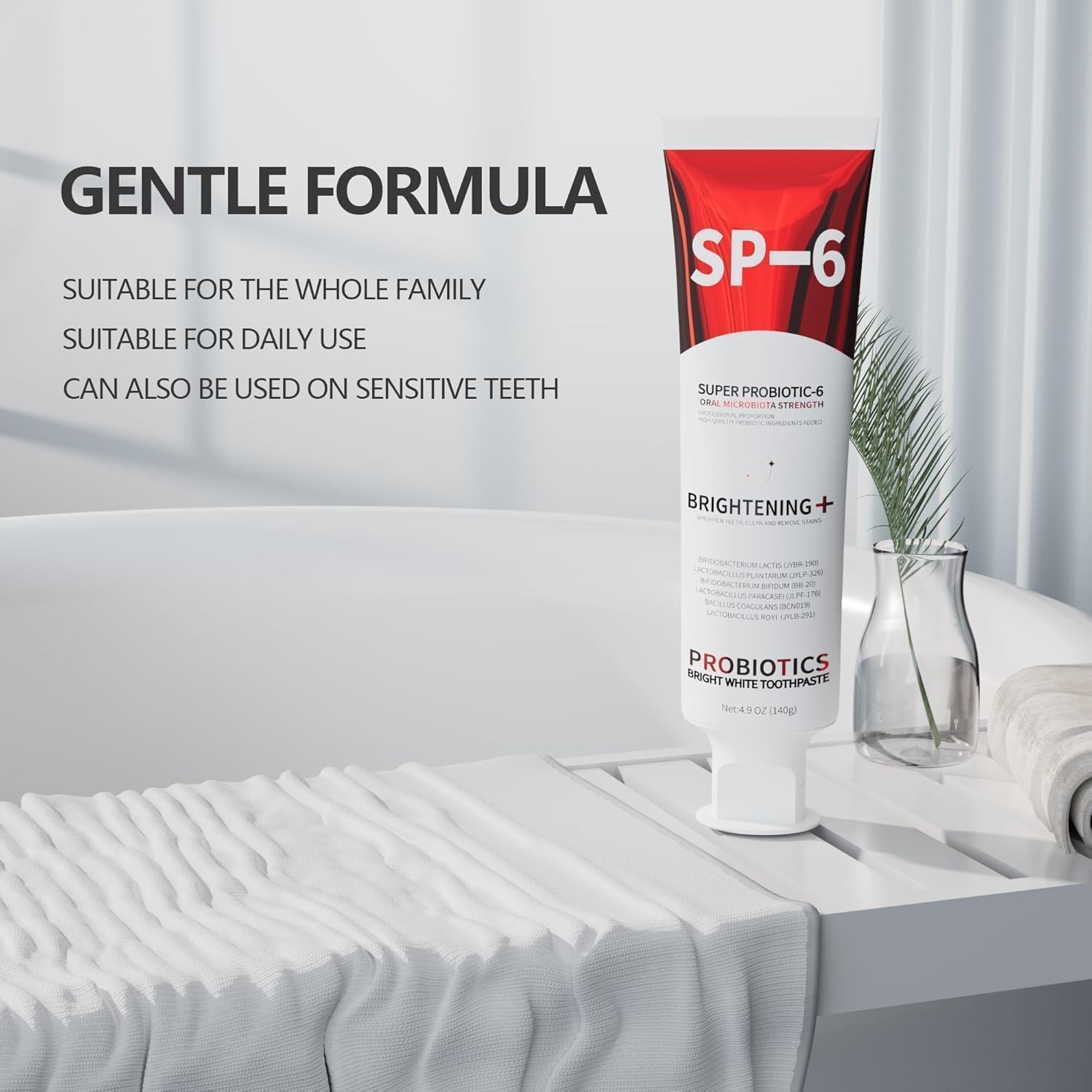 Teeth whitening action with SP-6 Probiotic toothpaste
