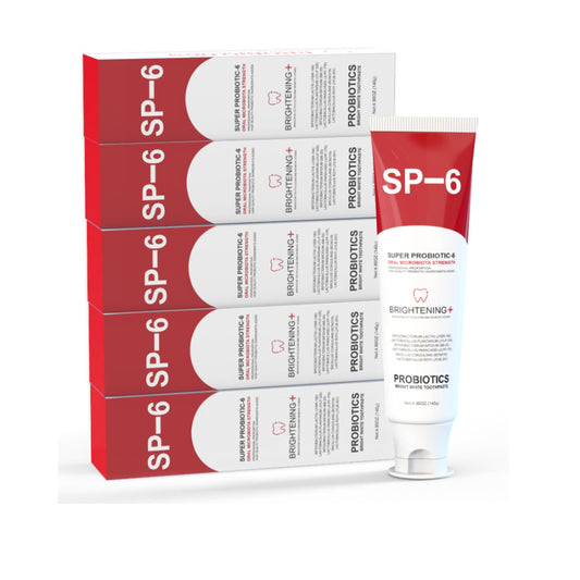 SP-6 Probiotic Whitening Toothpaste 4.9 oz — Fluoride-free, minty fresh, 6 probiotics for gum health