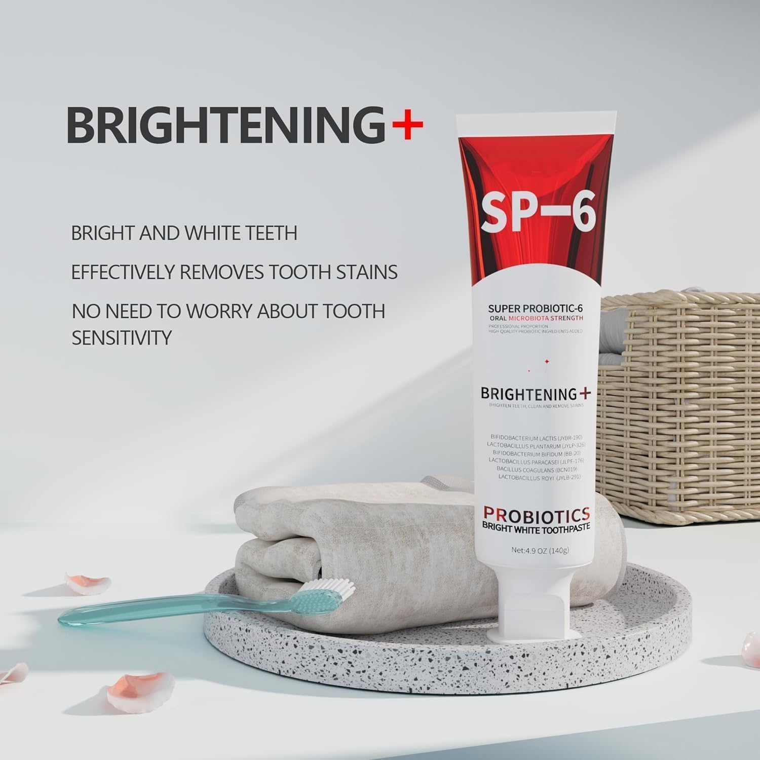 Gum health emphasis with SP-6 Probiotic toothpaste