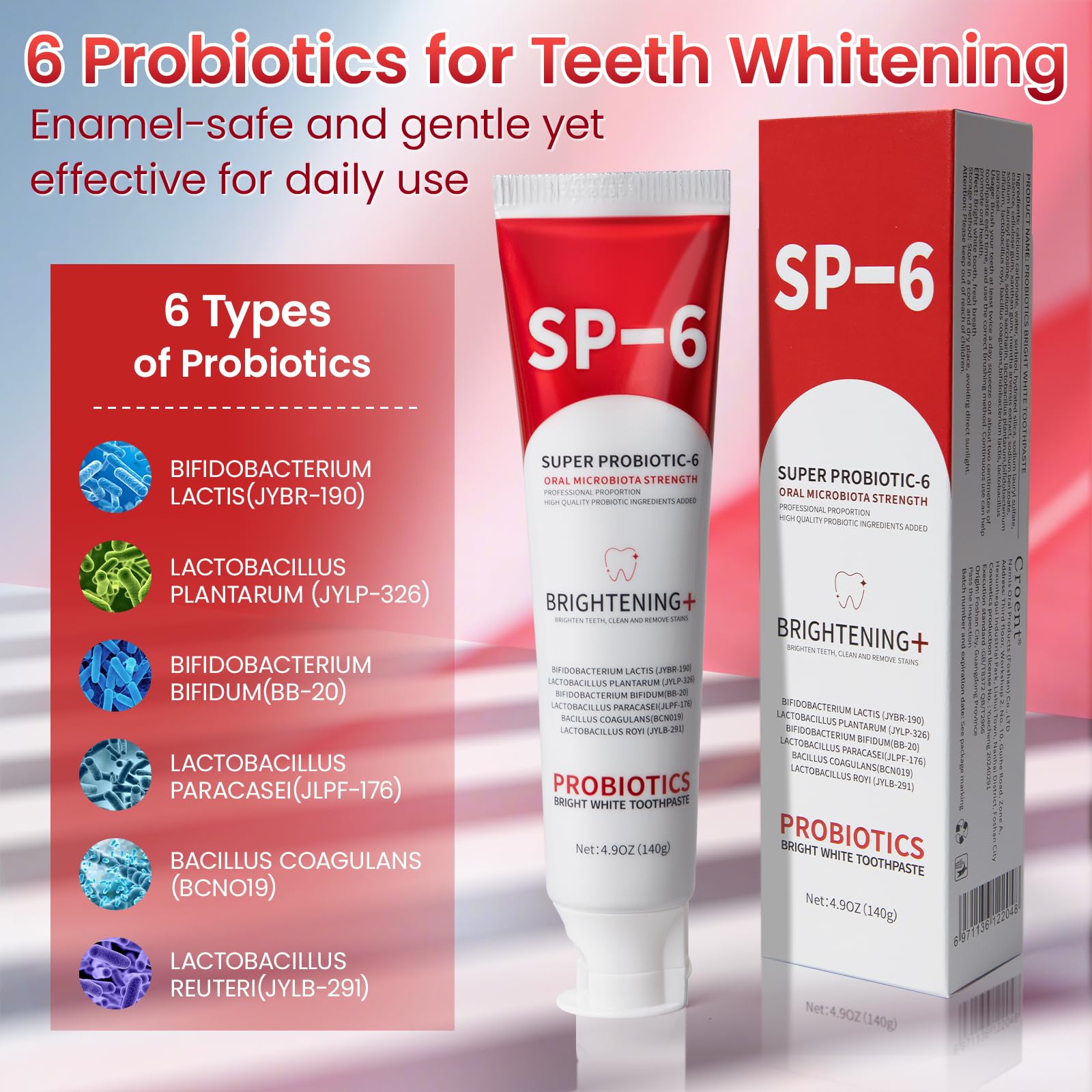 Packaging showing fluoride-free and enamel-safe claims