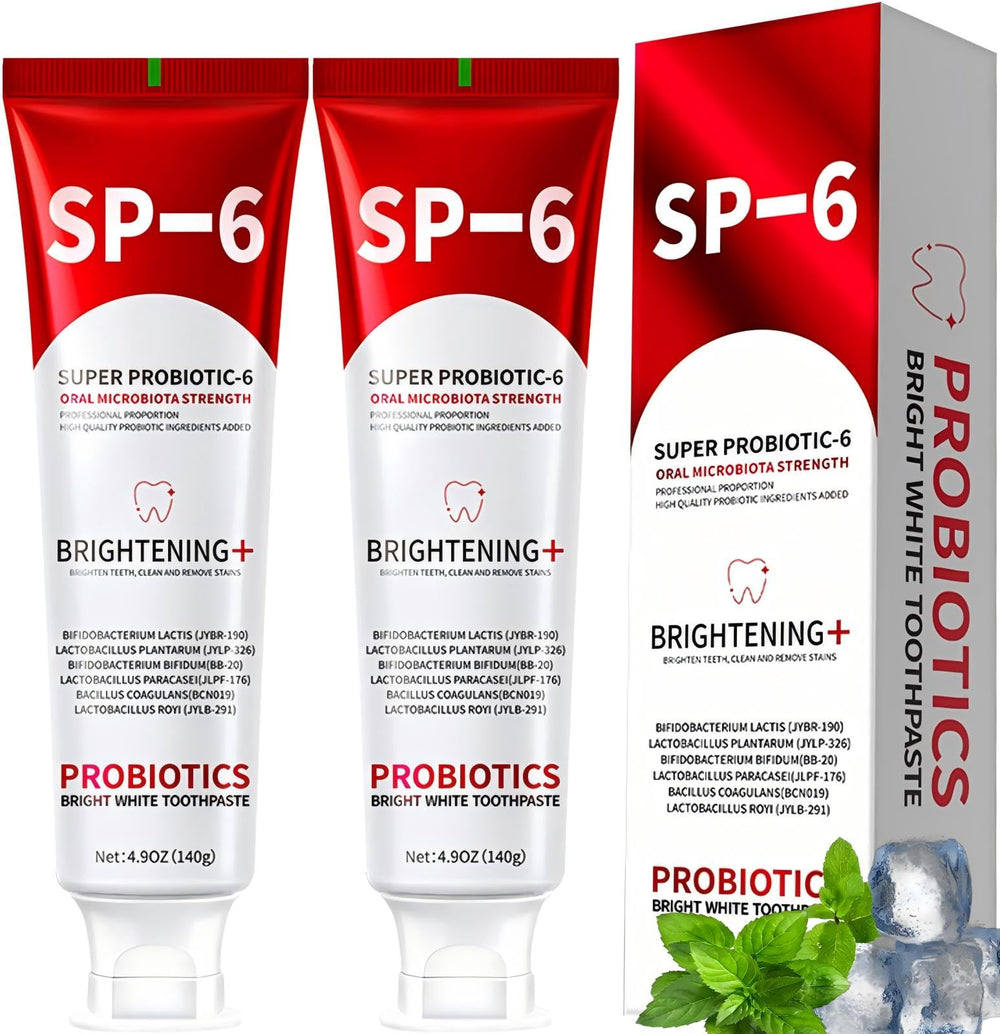 SP-6 Probiotics Whitening Toothpaste bottle and box – front view