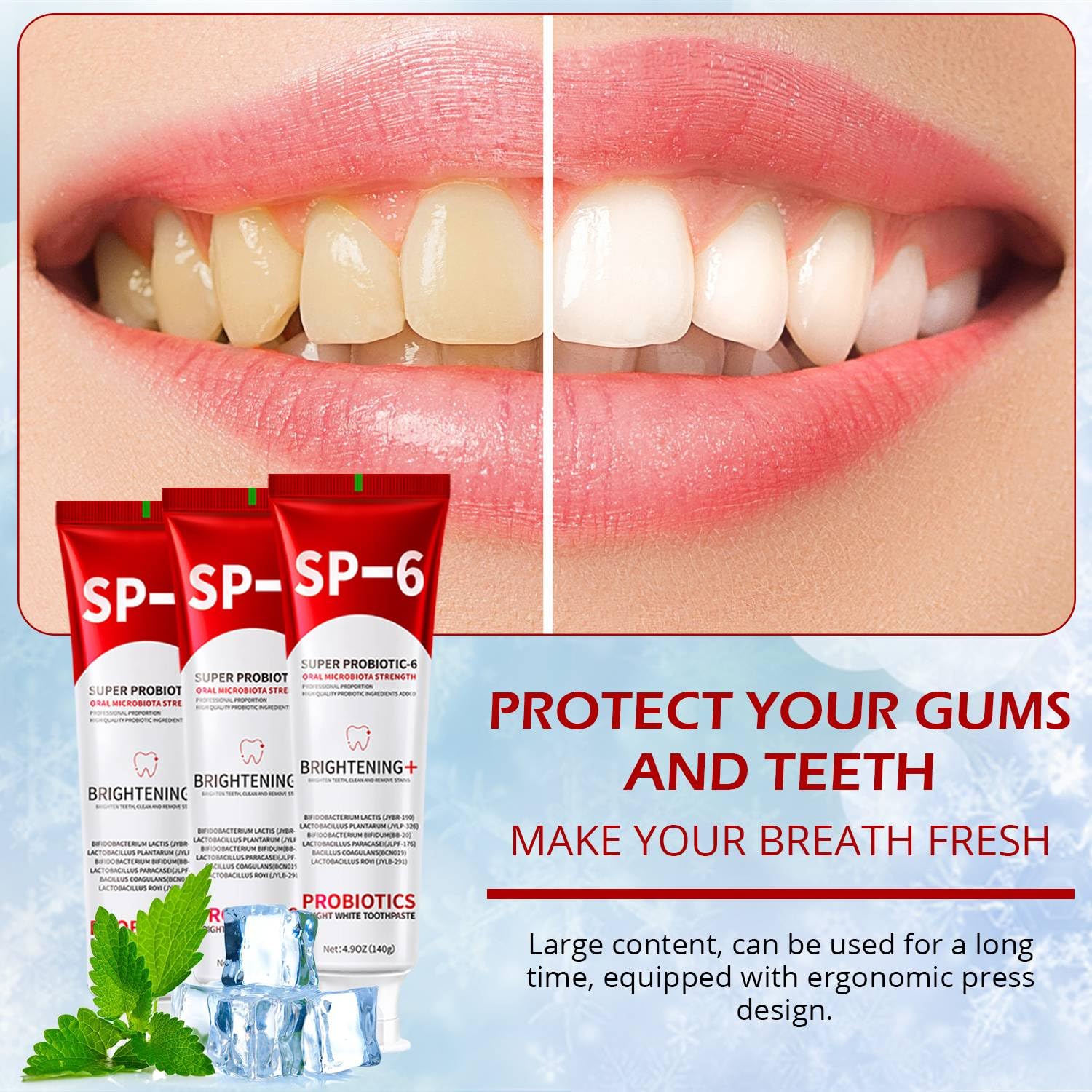 Fluoride-free and enamel-safe label on toothpaste packaging