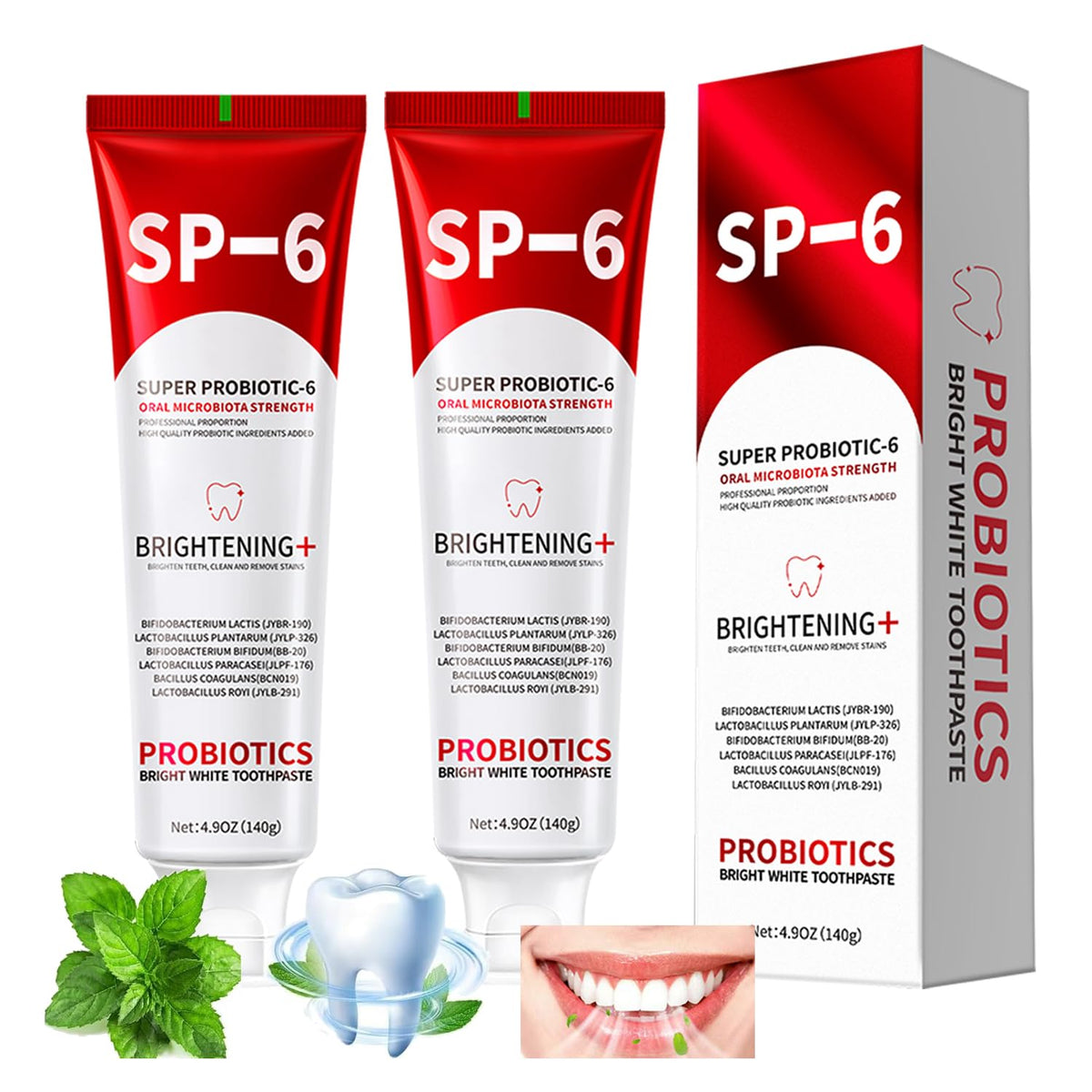 SP-6 Probiotics Whitening Toothpaste 2-Pack packaging