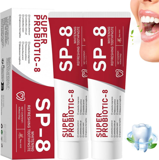 SP-8 Probiotics Toothpaste tube close-up