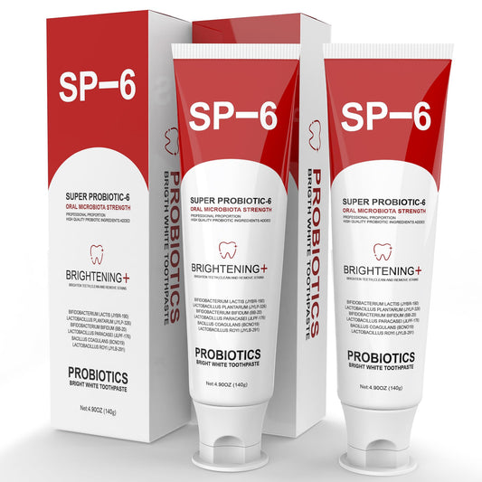 SP-6 Probiotic Whitening Toothpaste packaging and tube