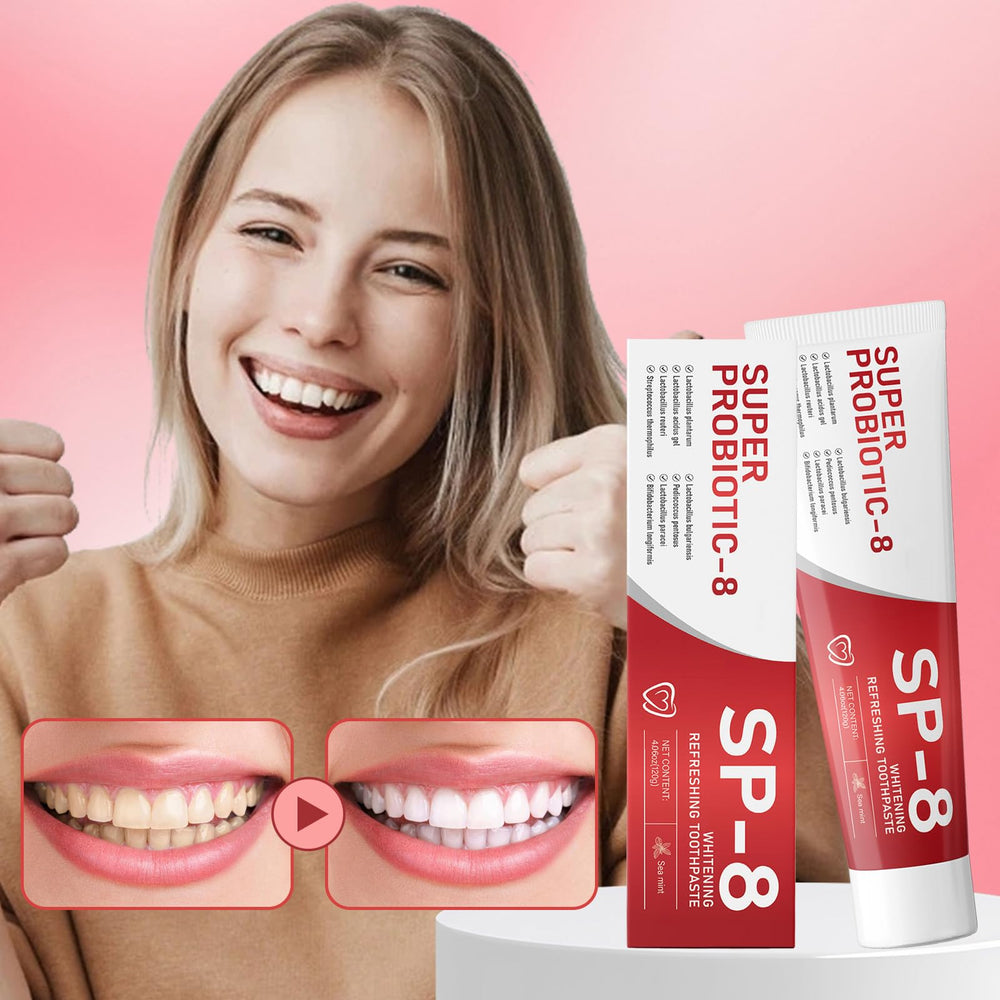 Mint flavor and fresh breath imagery for SP8 toothpaste