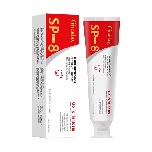 Sp-8 Probiotic Whitening Toothpaste bottle and packaging