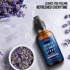 Aromatherapy mist in a spa bathroom with eucalyptus and lavender