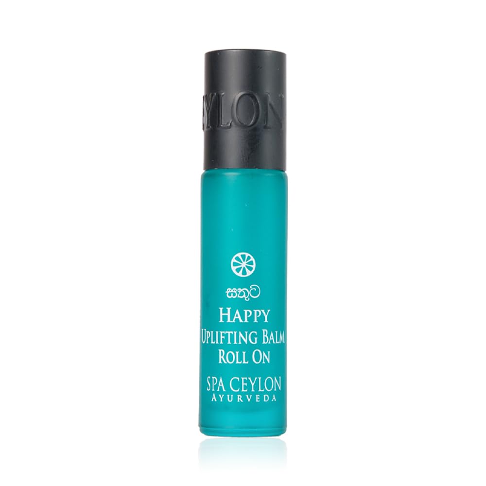 Spa Ceylon Happy Uplifting Balm Roll-On bottle with royal insignia packaging