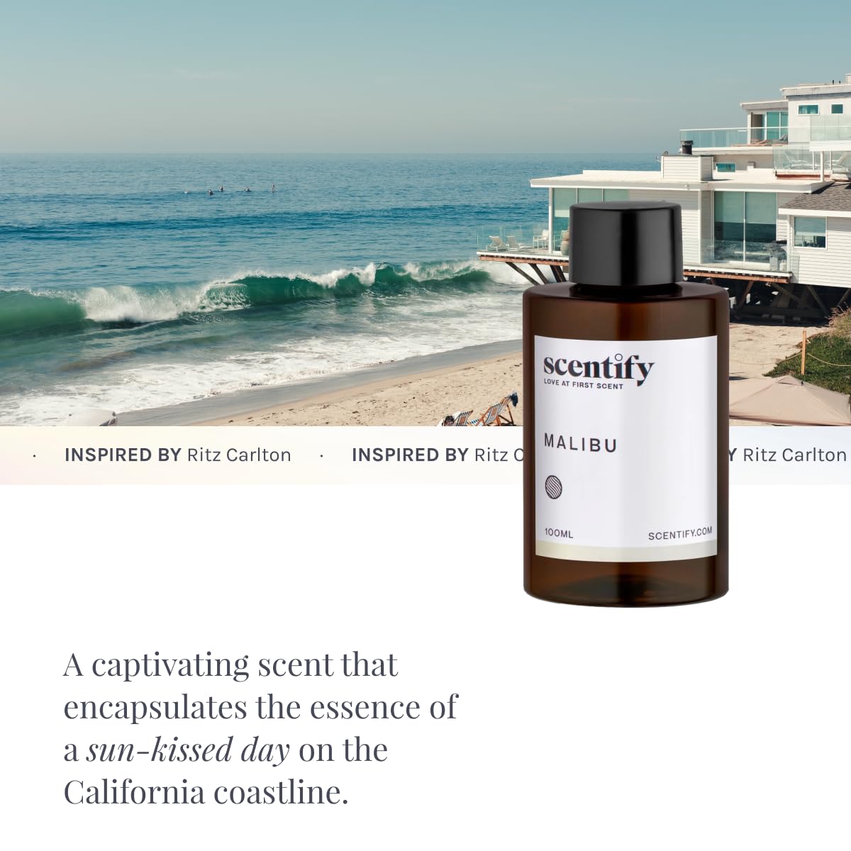 Spa-like aromatherapy diffuser fragrance Malibu