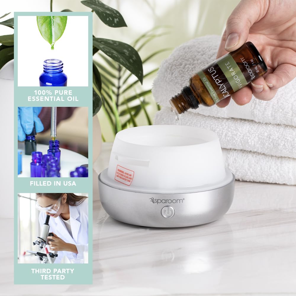 Using SpaRoom Eucalyptus essential oil for aromatherapy