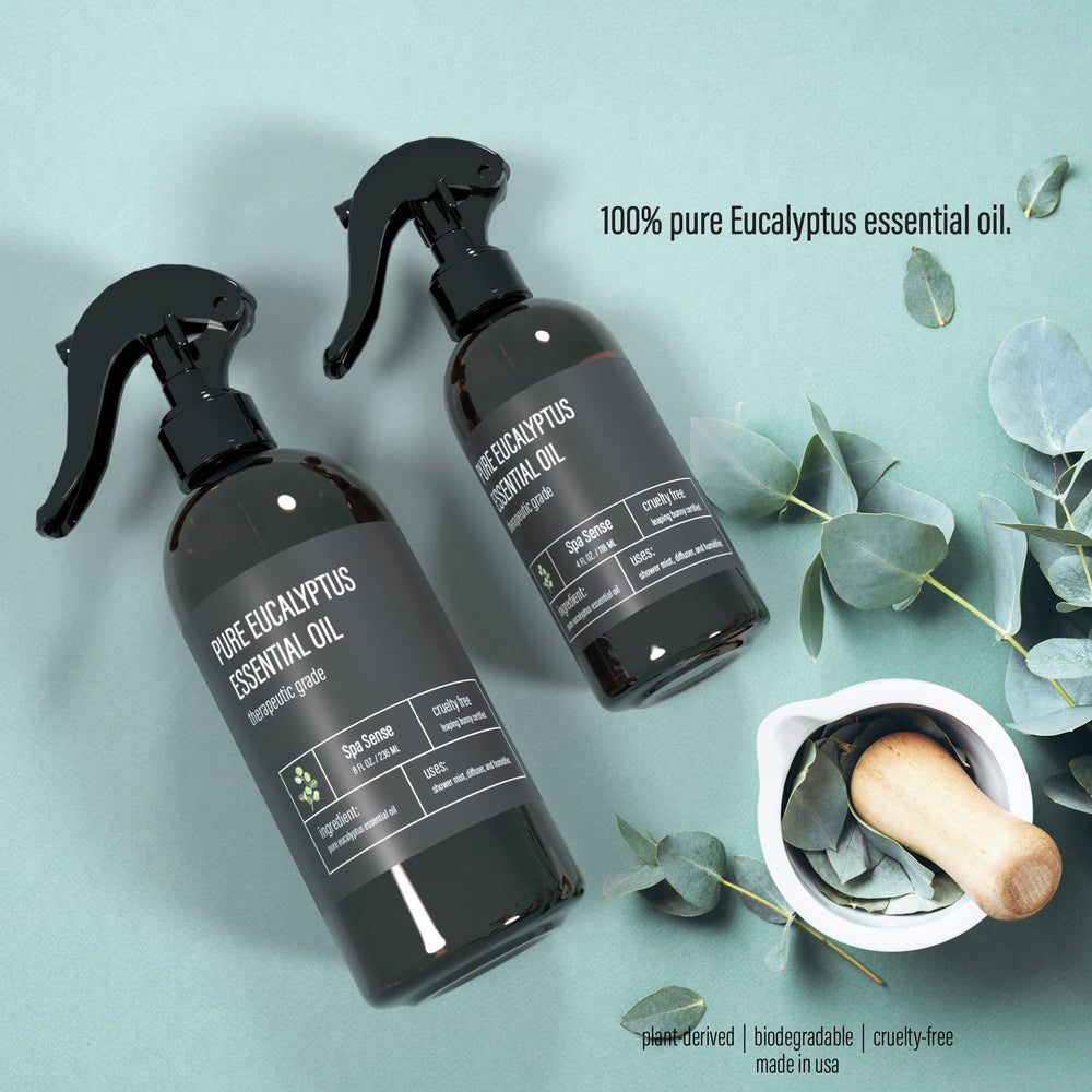 Close-up of Spa Sense Eucalyptus Shower Mist 4 oz bottle