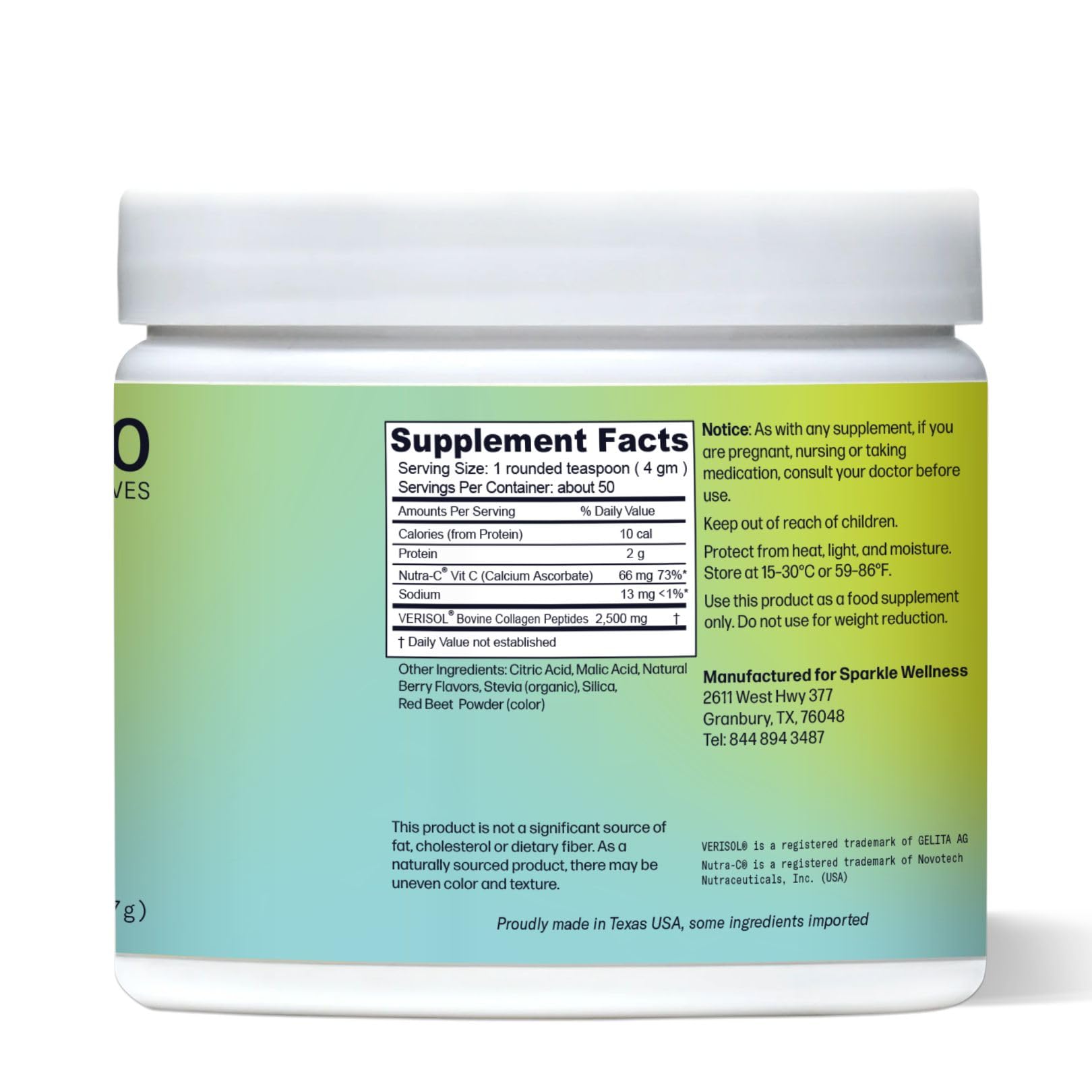 Scoop of Sparkle Wellness VERISOL Collagen Powder