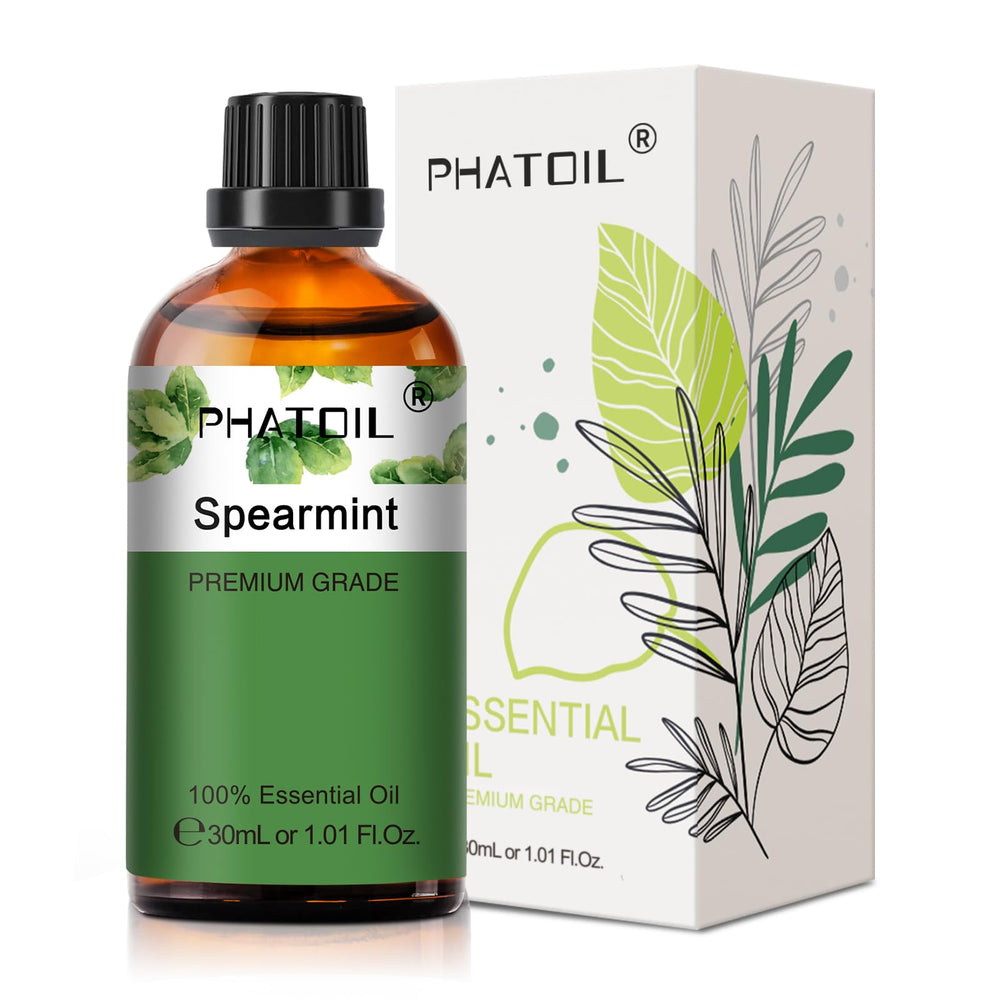 Spearmint essential oil bottle 30ml in amber UV bottle with dropper