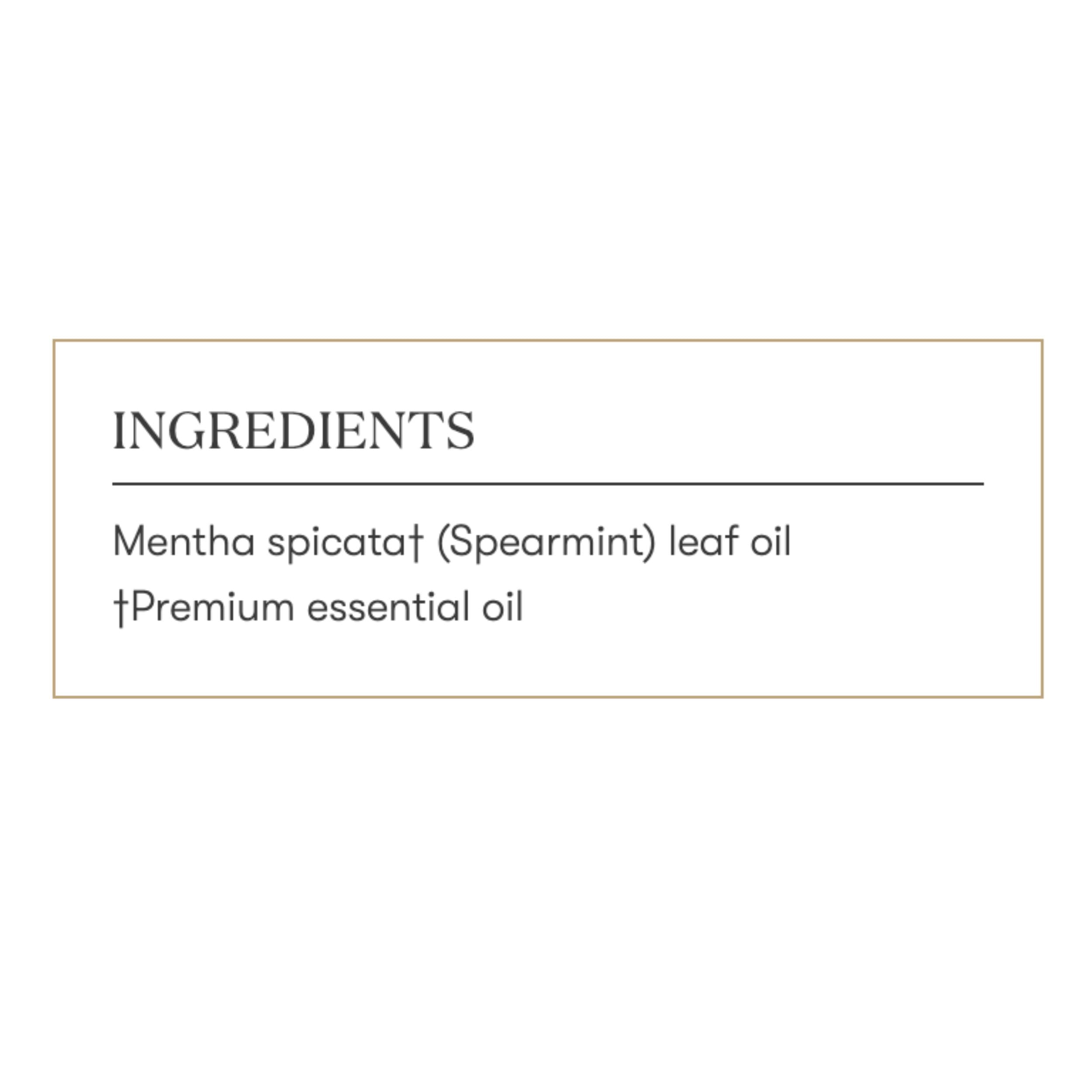 Spearmint essential oil packaging and label