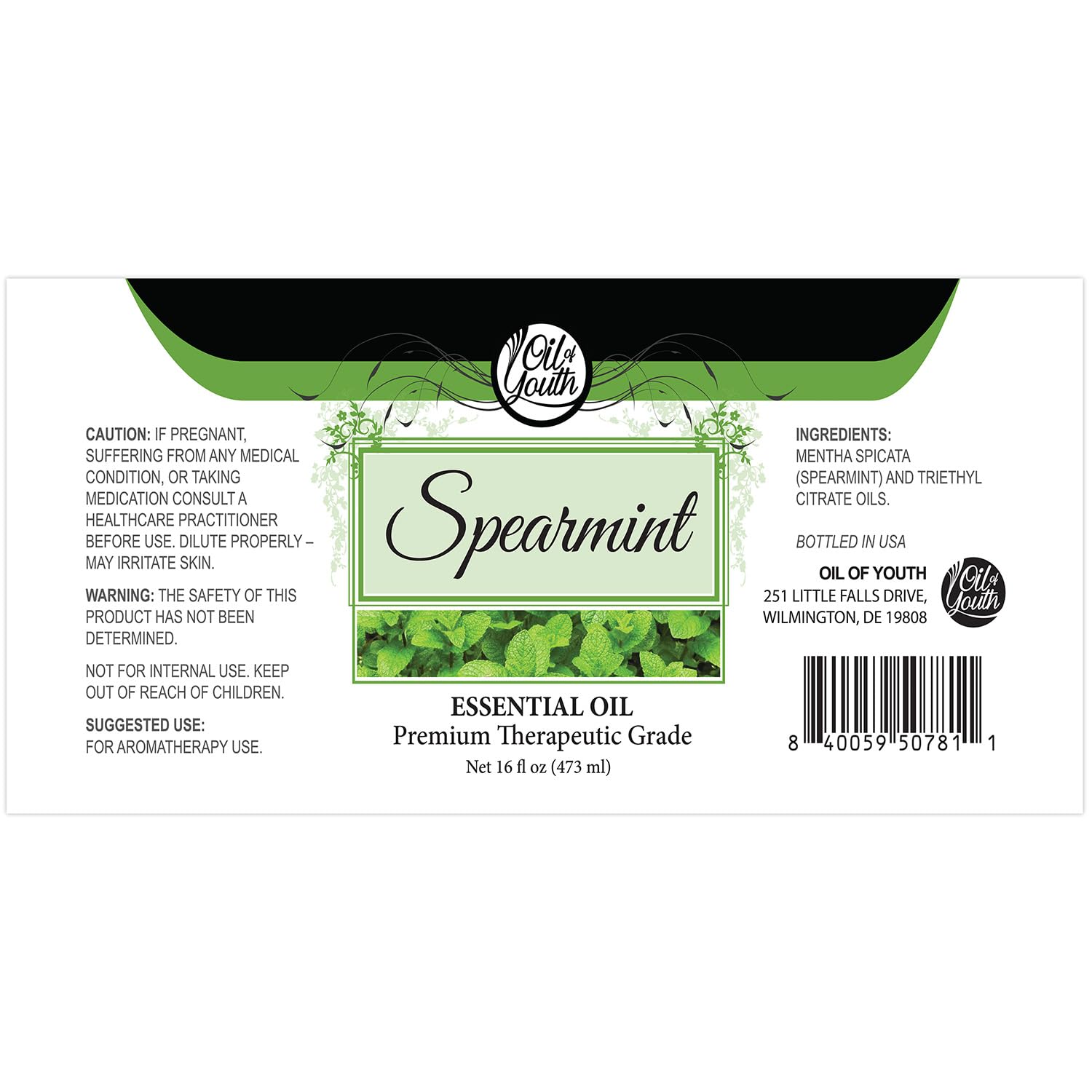Spearmint essential oil in a diffuser for aromatherapy