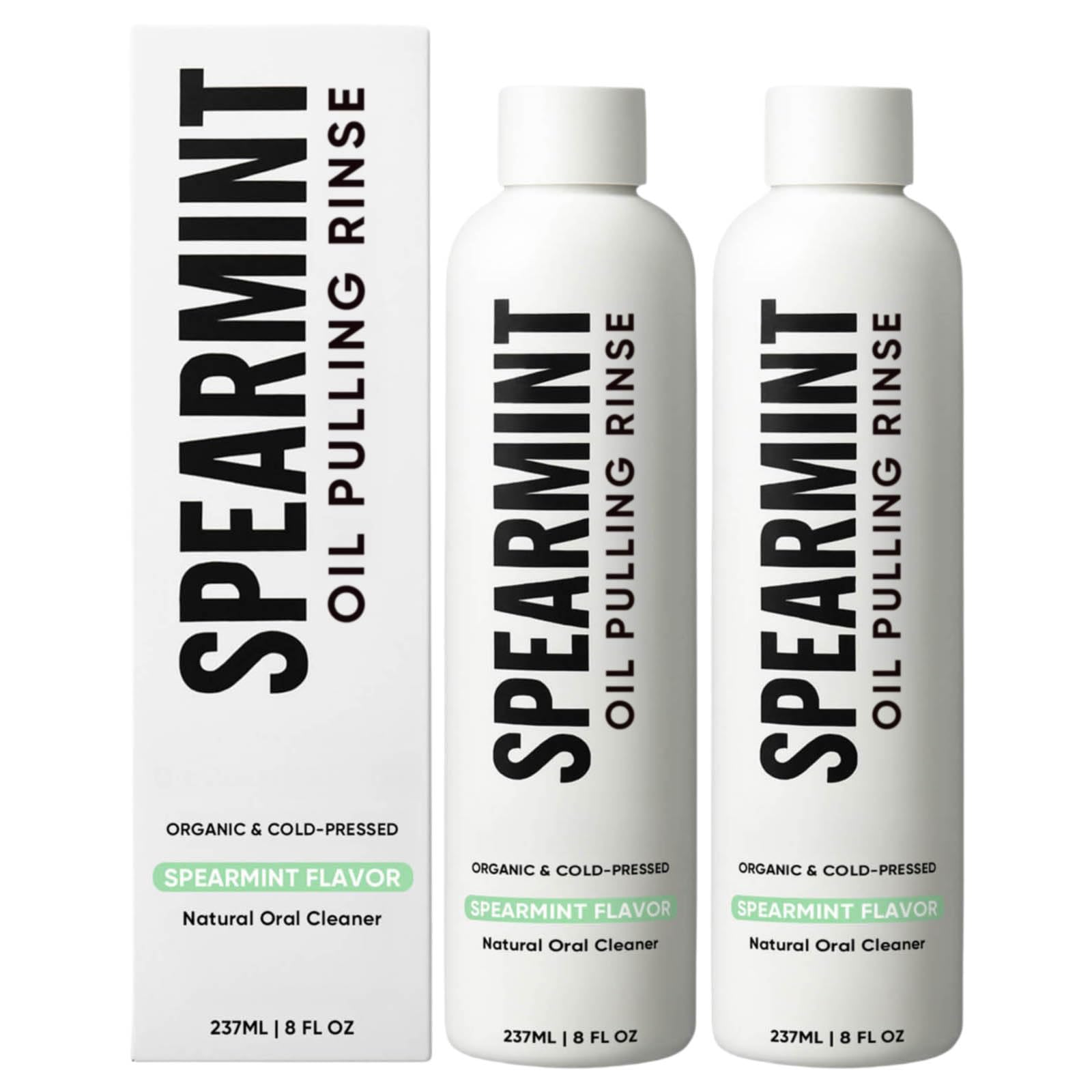 Spearmint Oil Pulling Rinse bottle front view