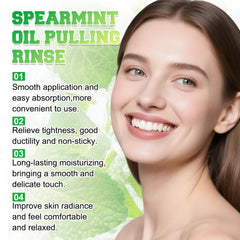 Teeth with a splash of oil pulling rinse demonstrating cleanliness