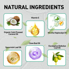 Spearmint essential oil with mint leaves and bottle