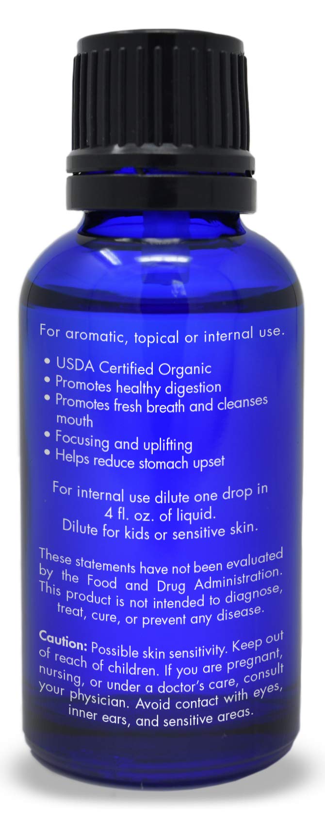 Ingredients label for Organic Spearmint Oil 1 OZ