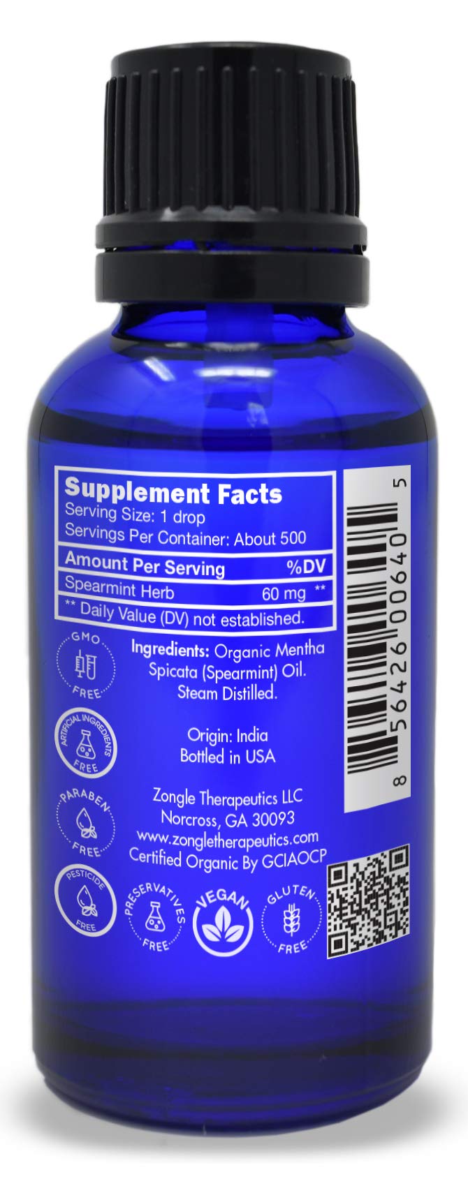 Spearmint oil used for culinary aroma and flavor