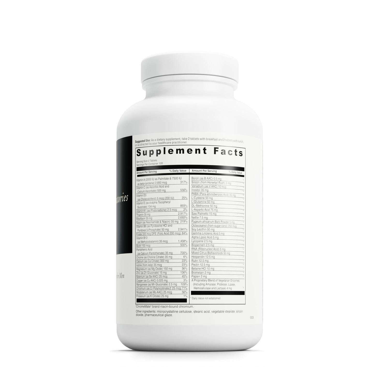 Back label of Spectra Man bottle showing ingredients and dosage