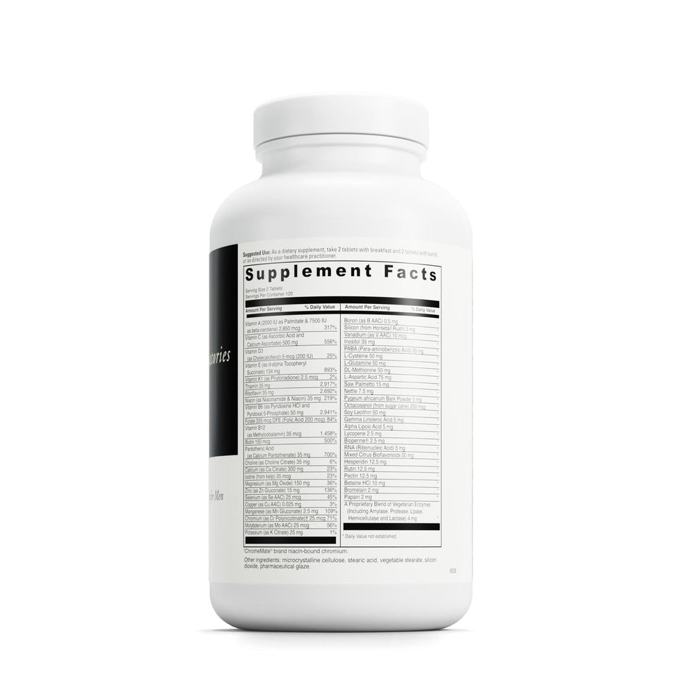 Back label of Spectra Man bottle showing ingredients and dosage