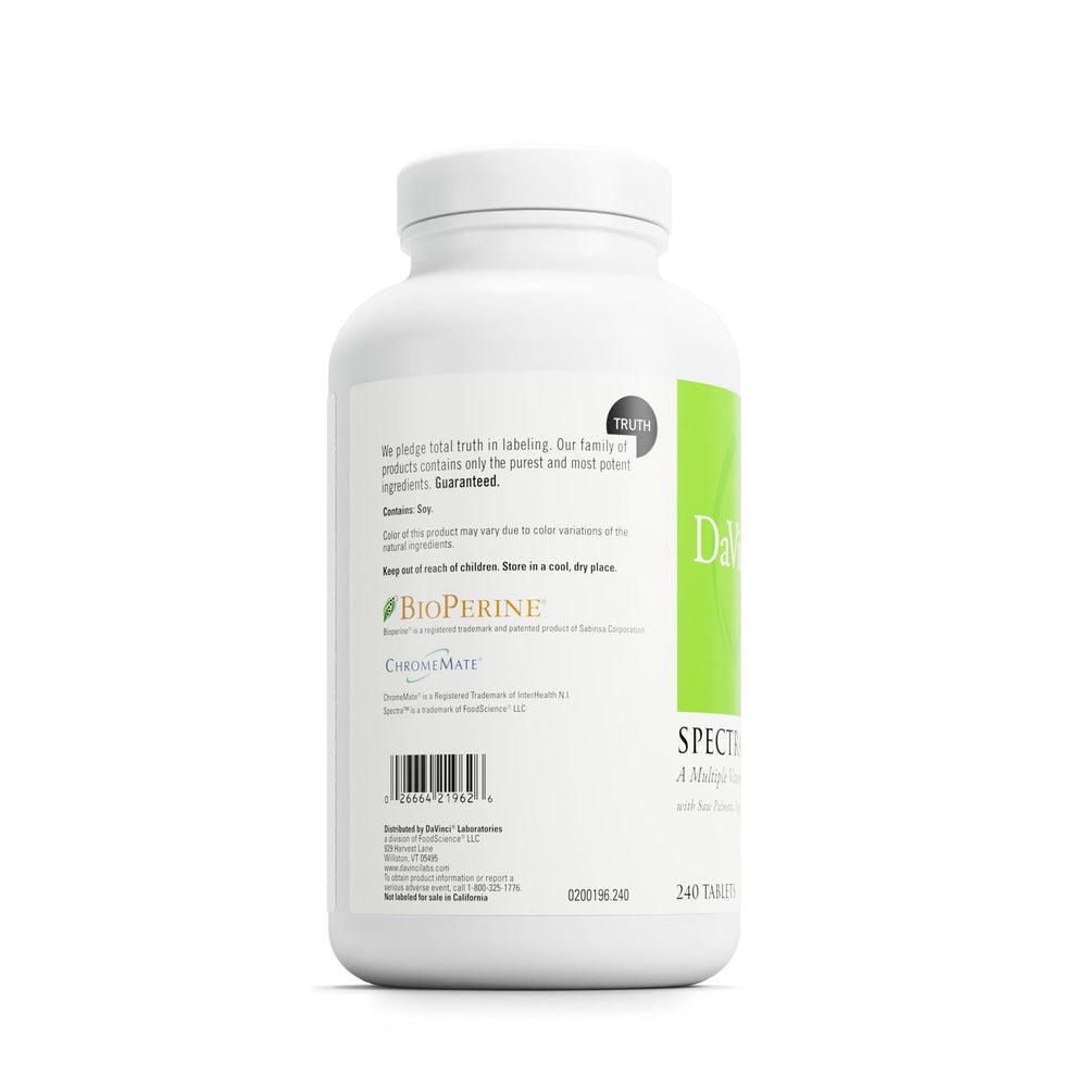 Close-up of Spectra Man ingredients list