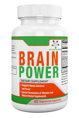 Front view of Spectra Vitamins Brain Power bottle and capsules