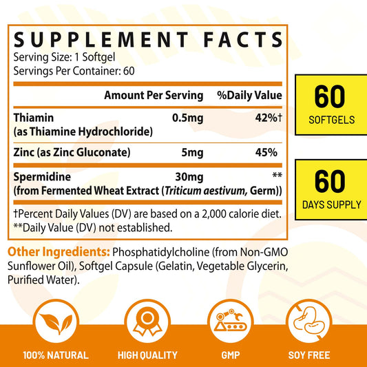 Close-up of 30mg spermidine softgel