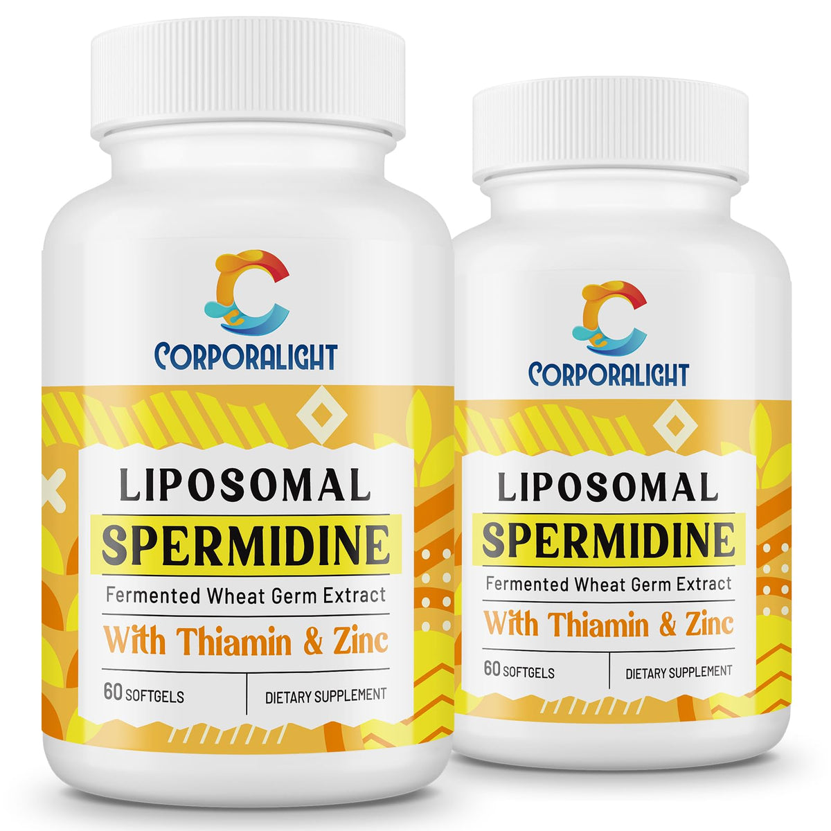 Front view of 30mg spermidine softgel with liposomal delivery