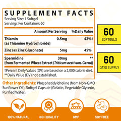Close-up of a single 30mg spermidine softgel