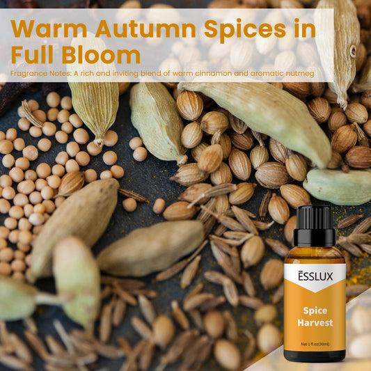Close-up of Spice Harvest fragrance oil label