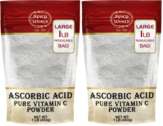 Front view of Spicy World Ascorbic Acid 1 lb bulk bag