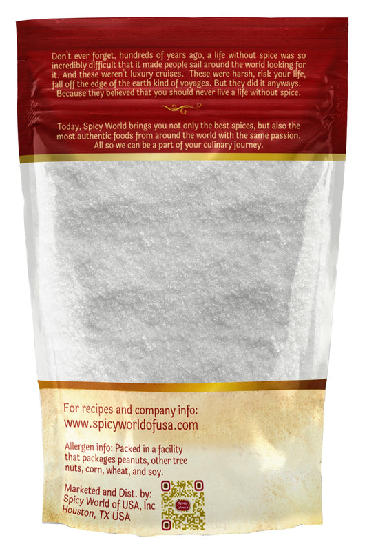 Close-up of fine white ascorbic acid powder