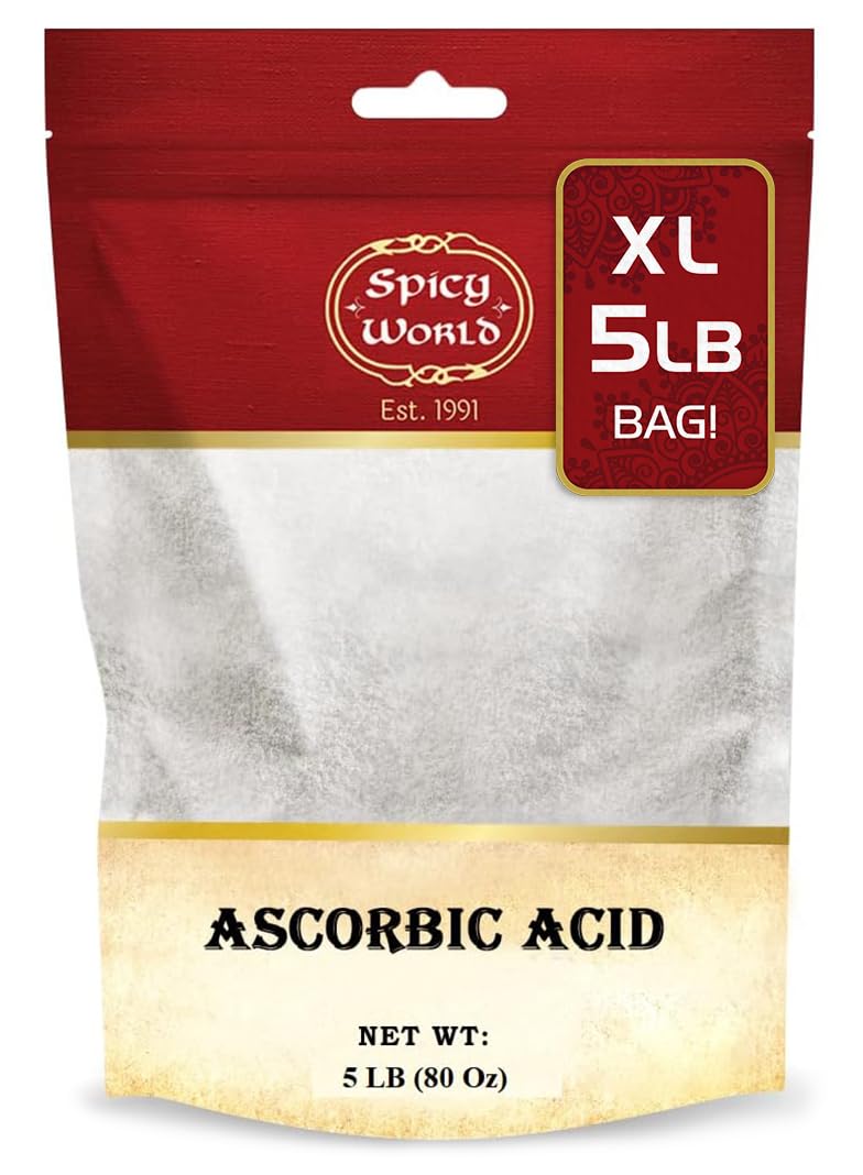 Front view of Spicy World Ascorbic Acid Vitamin C Powder 5 lb