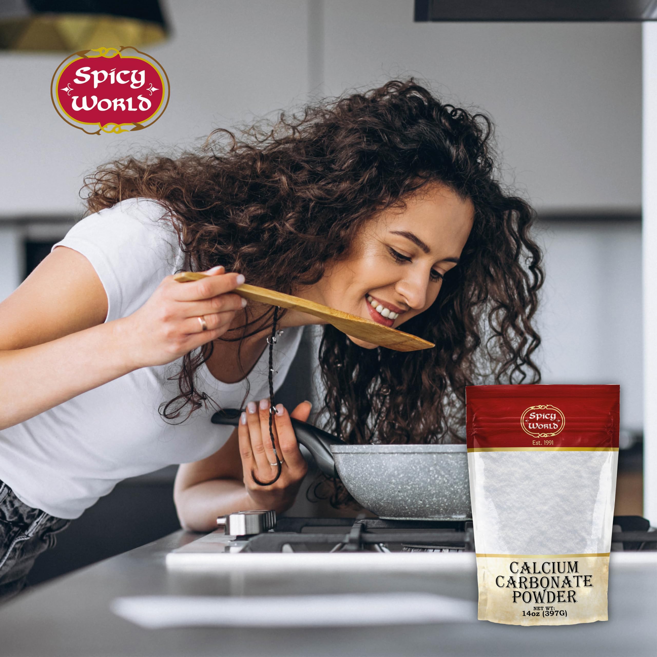 Spicy World Calcium Carbonate 14oz packaging