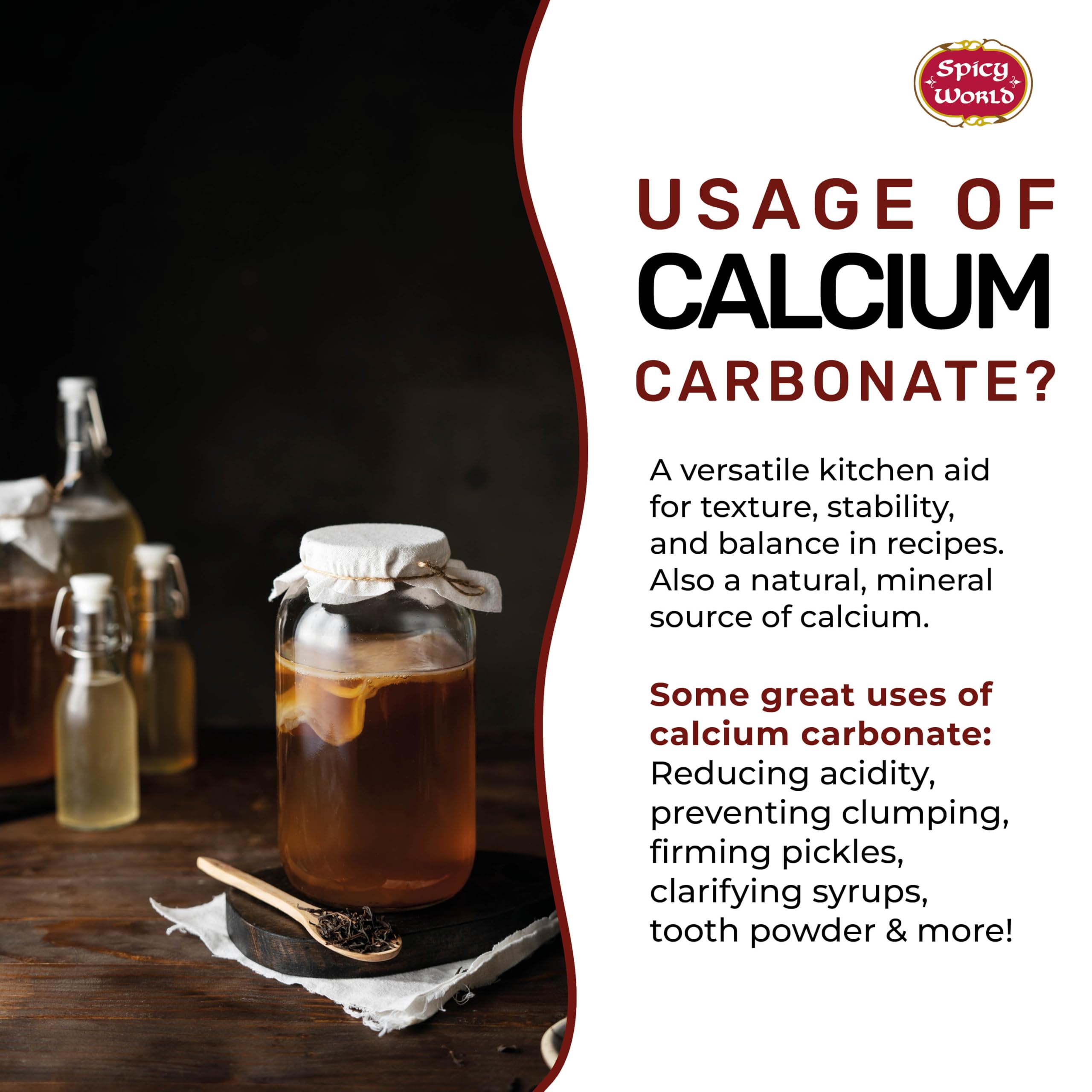 Calcium carbonate powder used in culinary applications