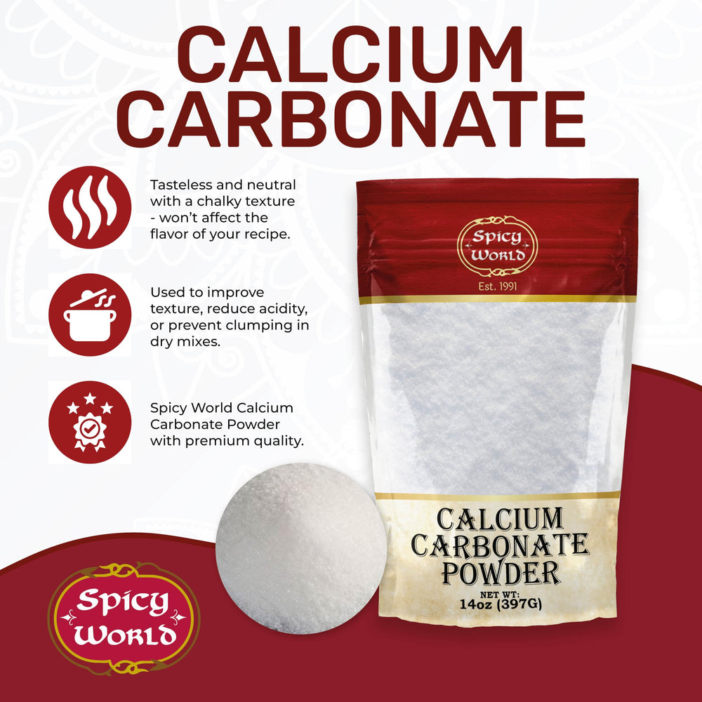 Close-up of fine calcium carbonate powder