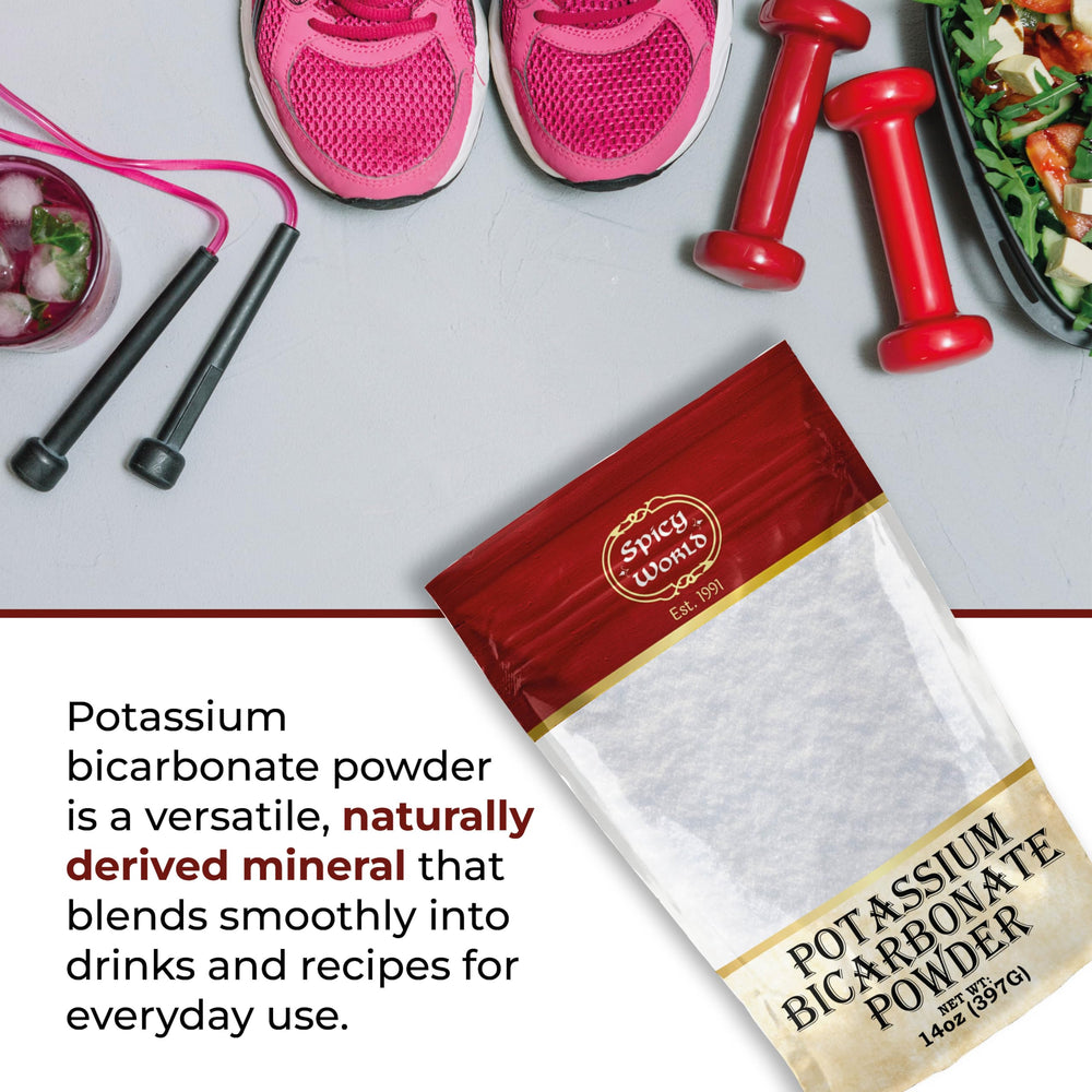 USA-packaged Spicy World potassium bicarbonate powder 14oz pouch