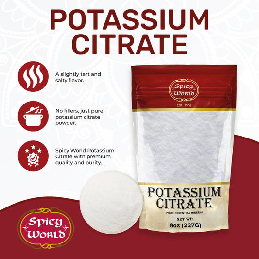 Spicy World Potassium Citrate Powder 8 oz - back label detail