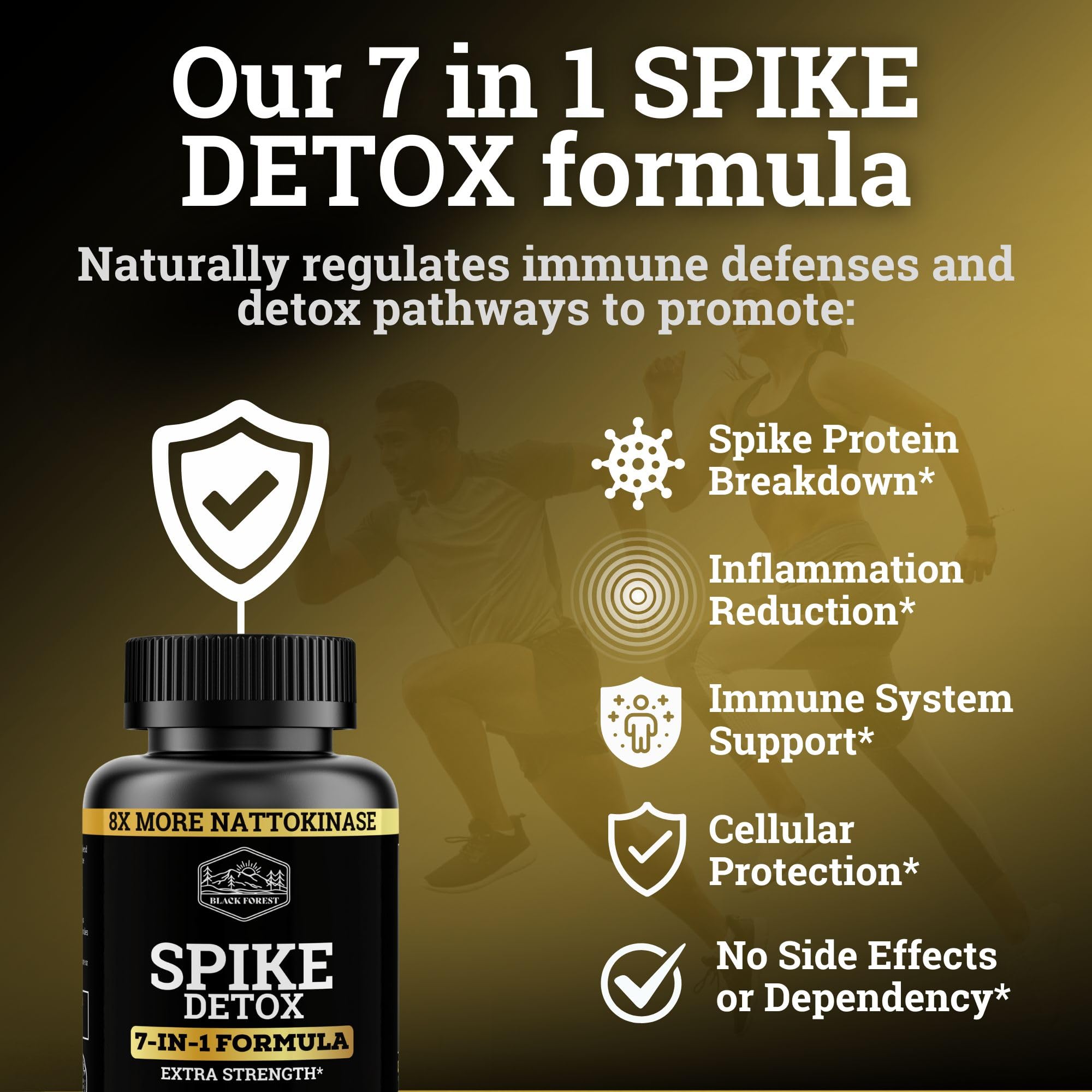 Close-up of Spike Detox bottle showing 8X nattokinase label