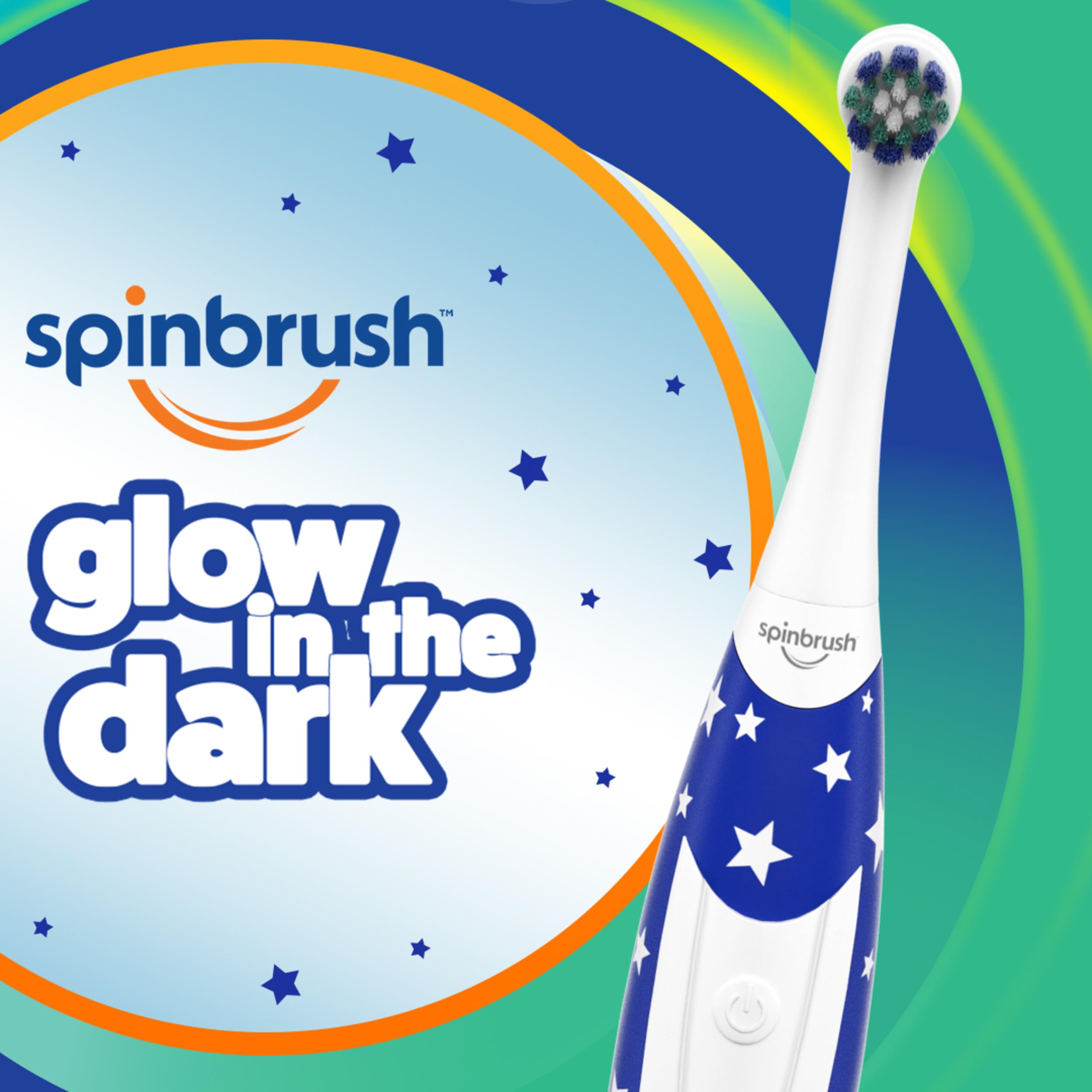 Close-up of the non-slip grip on Spinbrush Kids Glow in the Dark