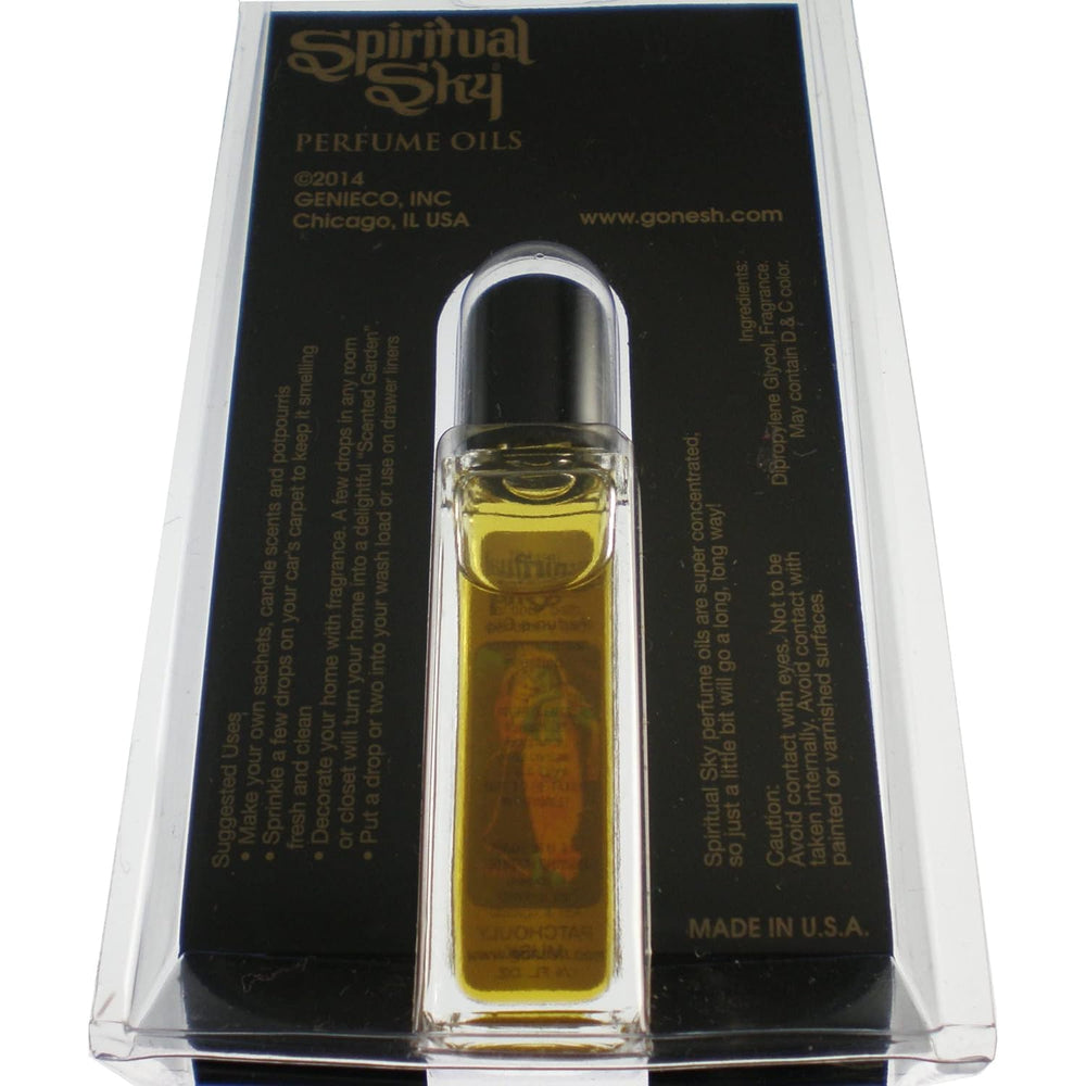 Spiritual Sky Nag Champa perfume oil bottle with packaging and dropper