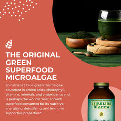 Spirulina Manna bottle label detail