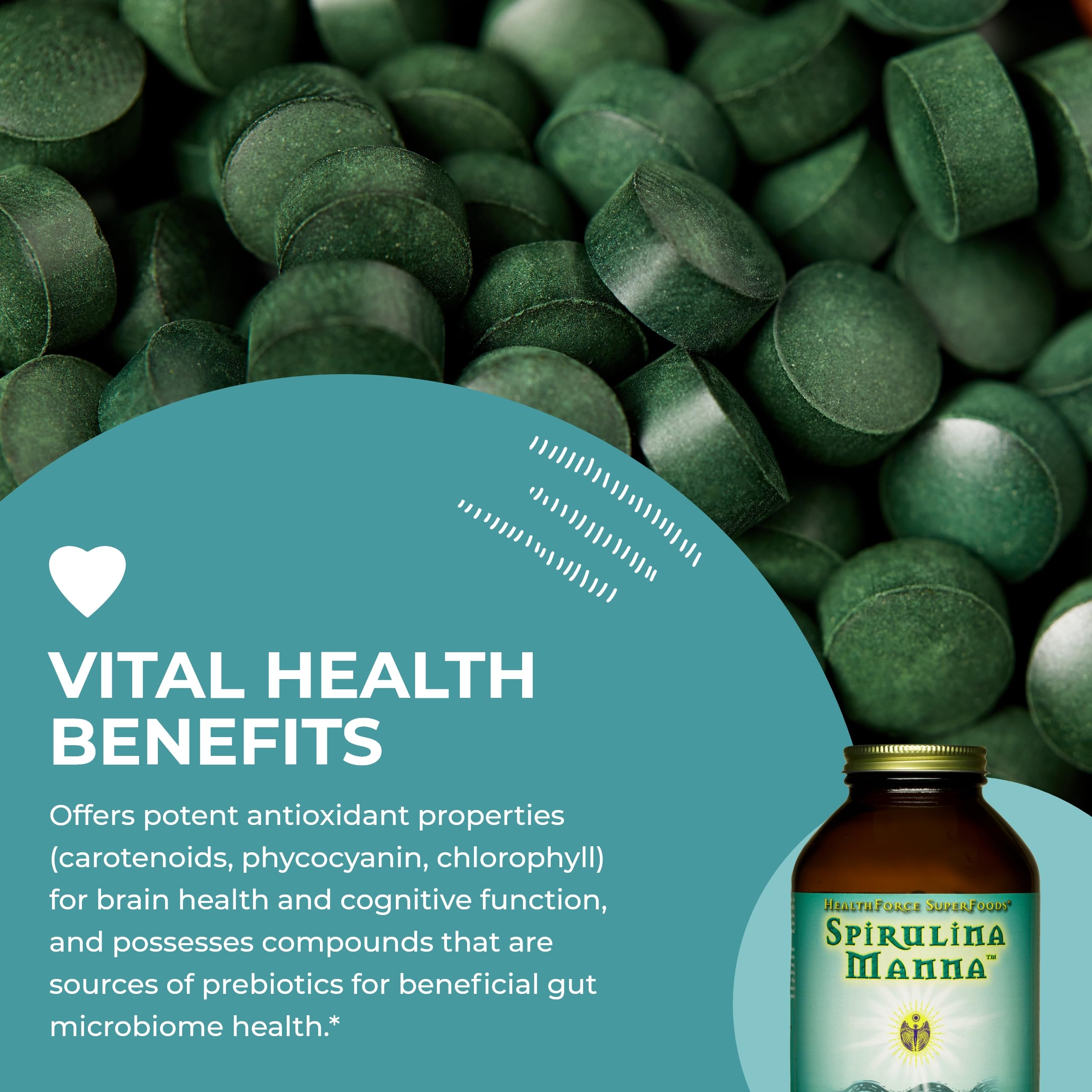 Spirulina Manna packaging and tablets