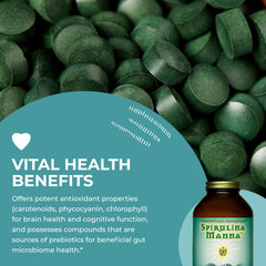 Spirulina Manna packaging and tablets