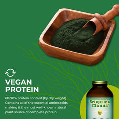 Spirulina Manna logo and product information