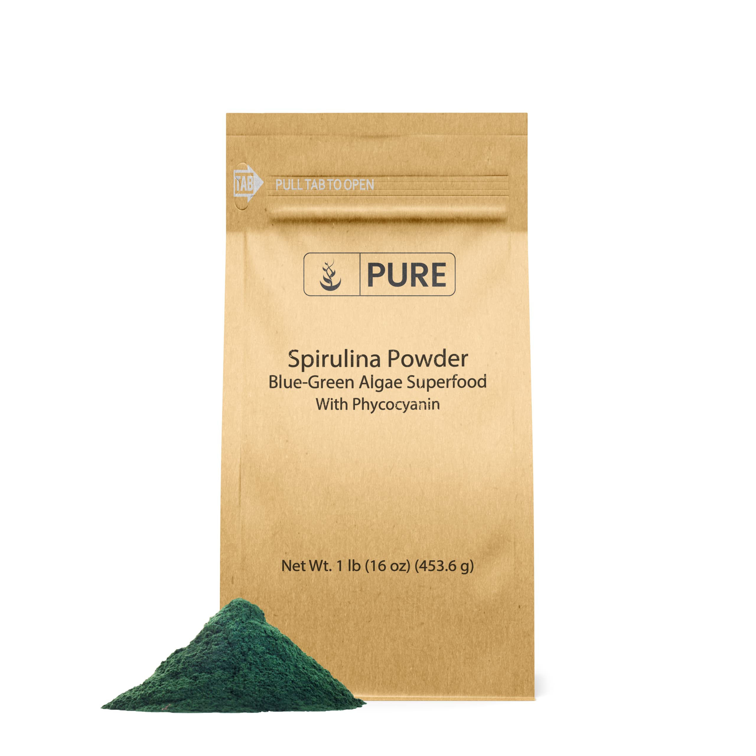 Front view of Pure Original Spirulina Powder (1 lb)